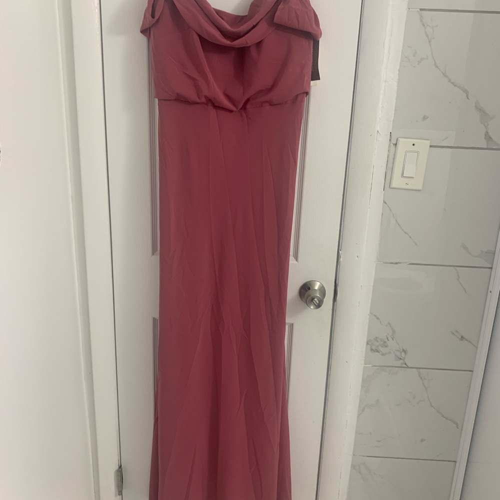 Jenny Yoo Pink Cowl Neck Sleeveless Gown